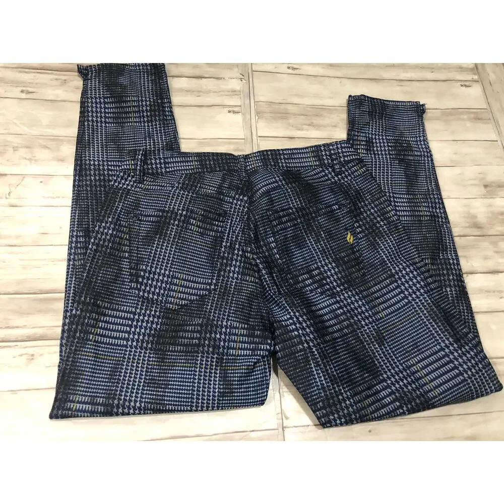Blue Fire Co Pants Mens 31x29 Plaid Business Chino Blue Career Stretch N240